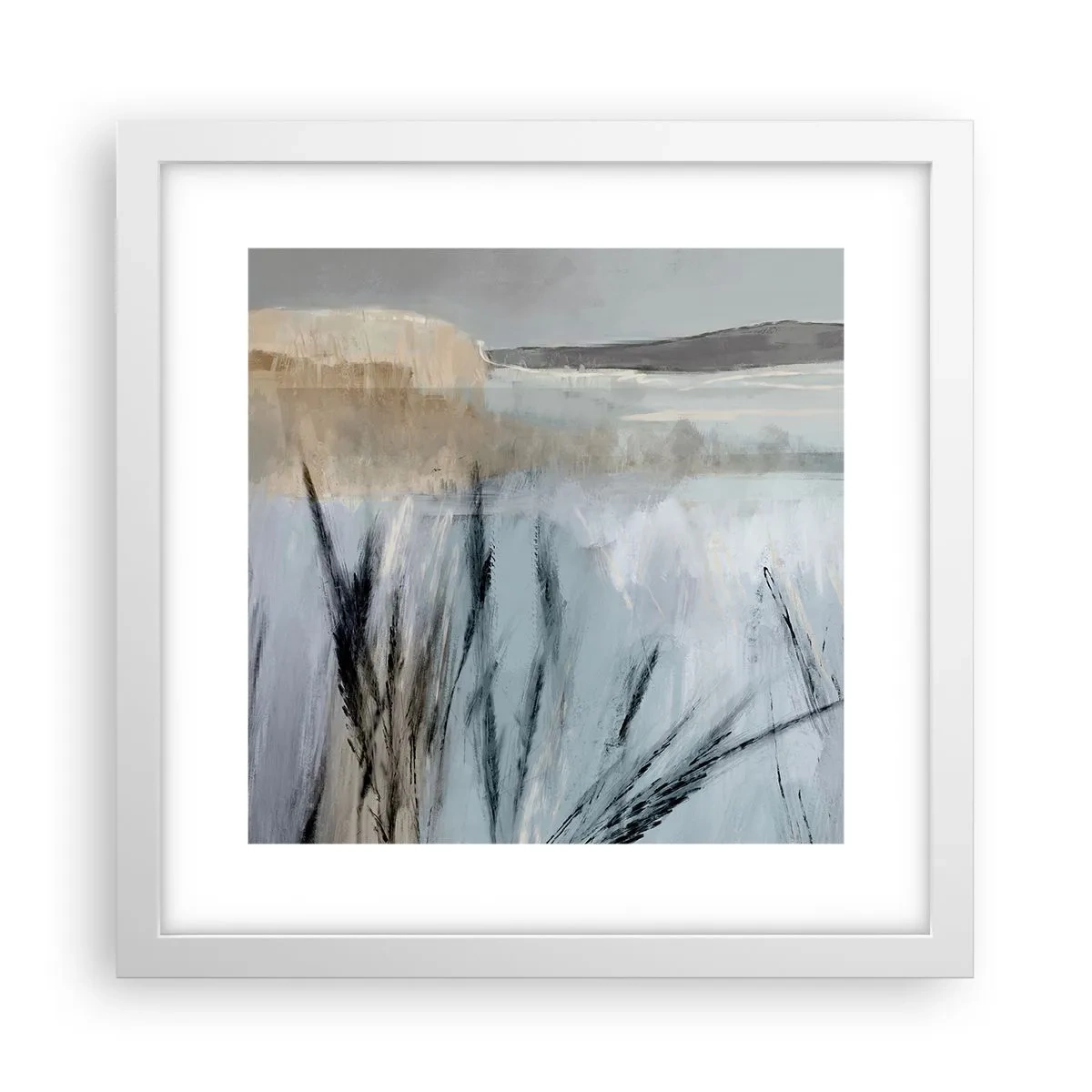 Poster in een witte lijst - Wintervelden - 30x30 cm