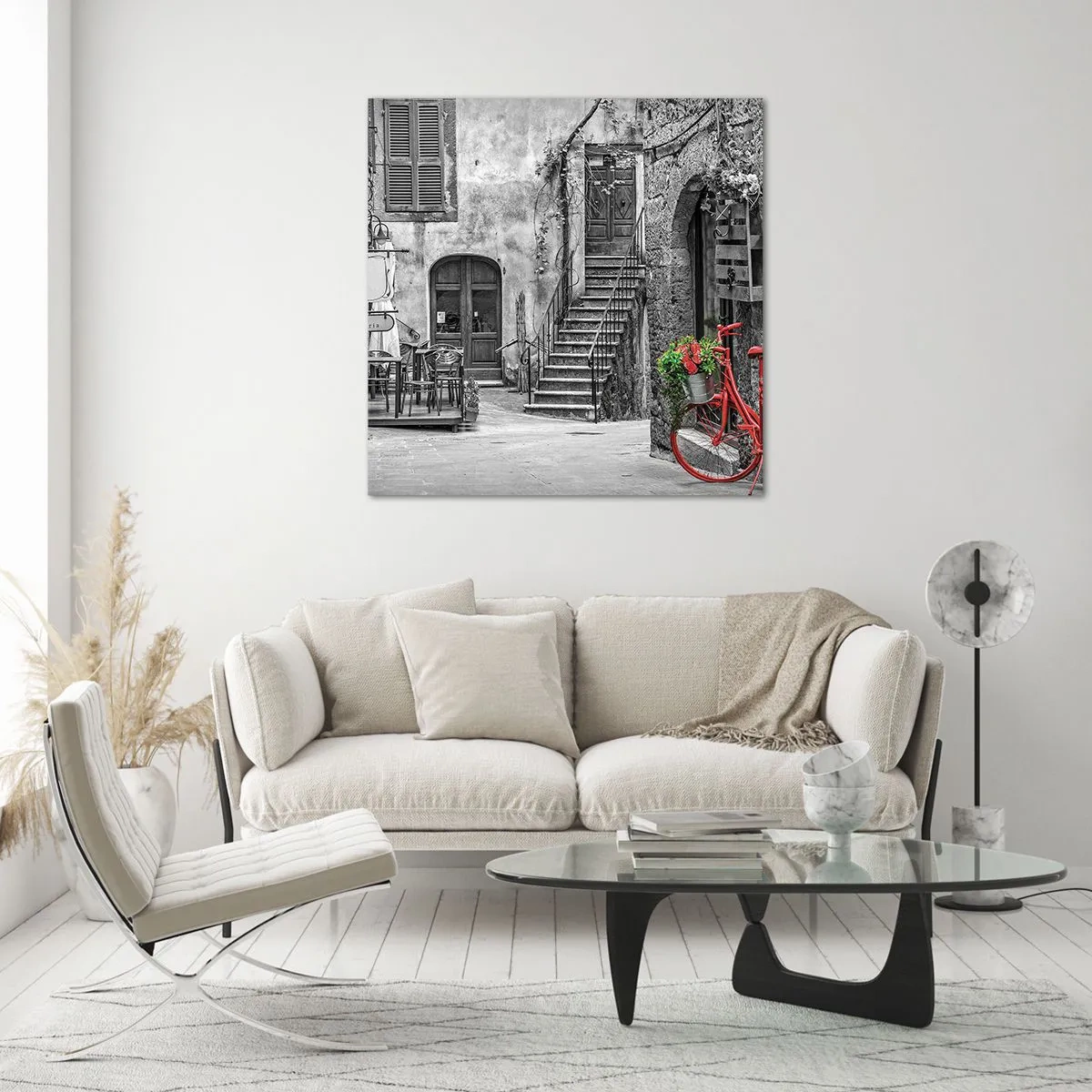 Schilderen op glas - Toscaanse steeg - 50x50 cm