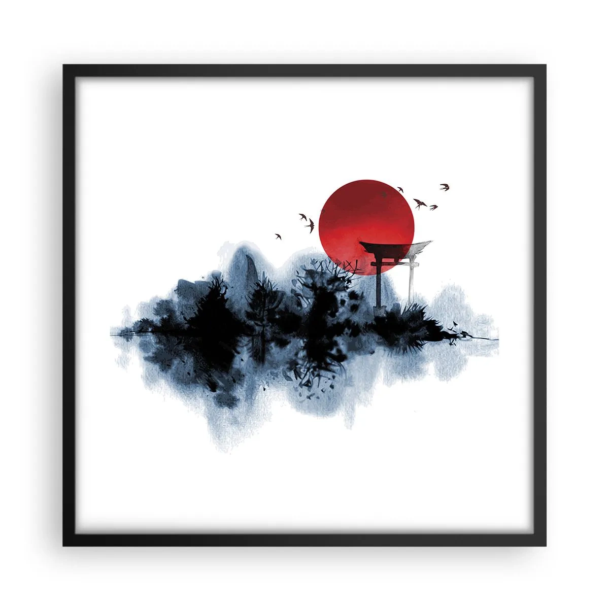 Poster in een zwarte lijst - Japanse weergave - 50x50 cm