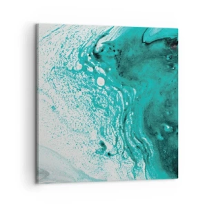 Schilderen op canvas - Versmelten in wit en turkoois - 60x60 cm