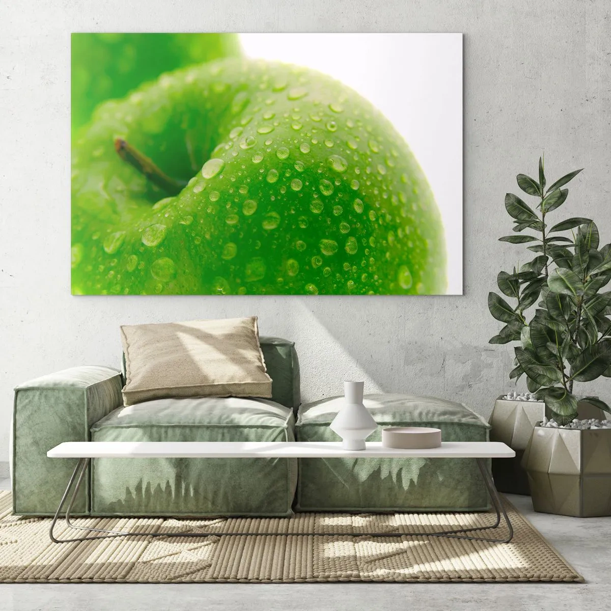 Schilderen op glas - Groene koele frisheid - 120x80 cm