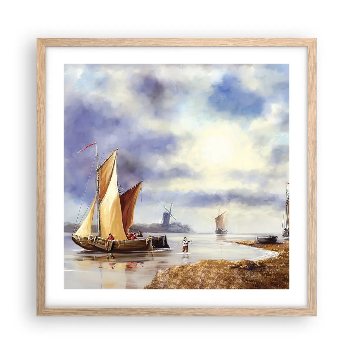 Een poster in een licht eiken lijst - De terugkeer van zeelieden - 50x50 cm