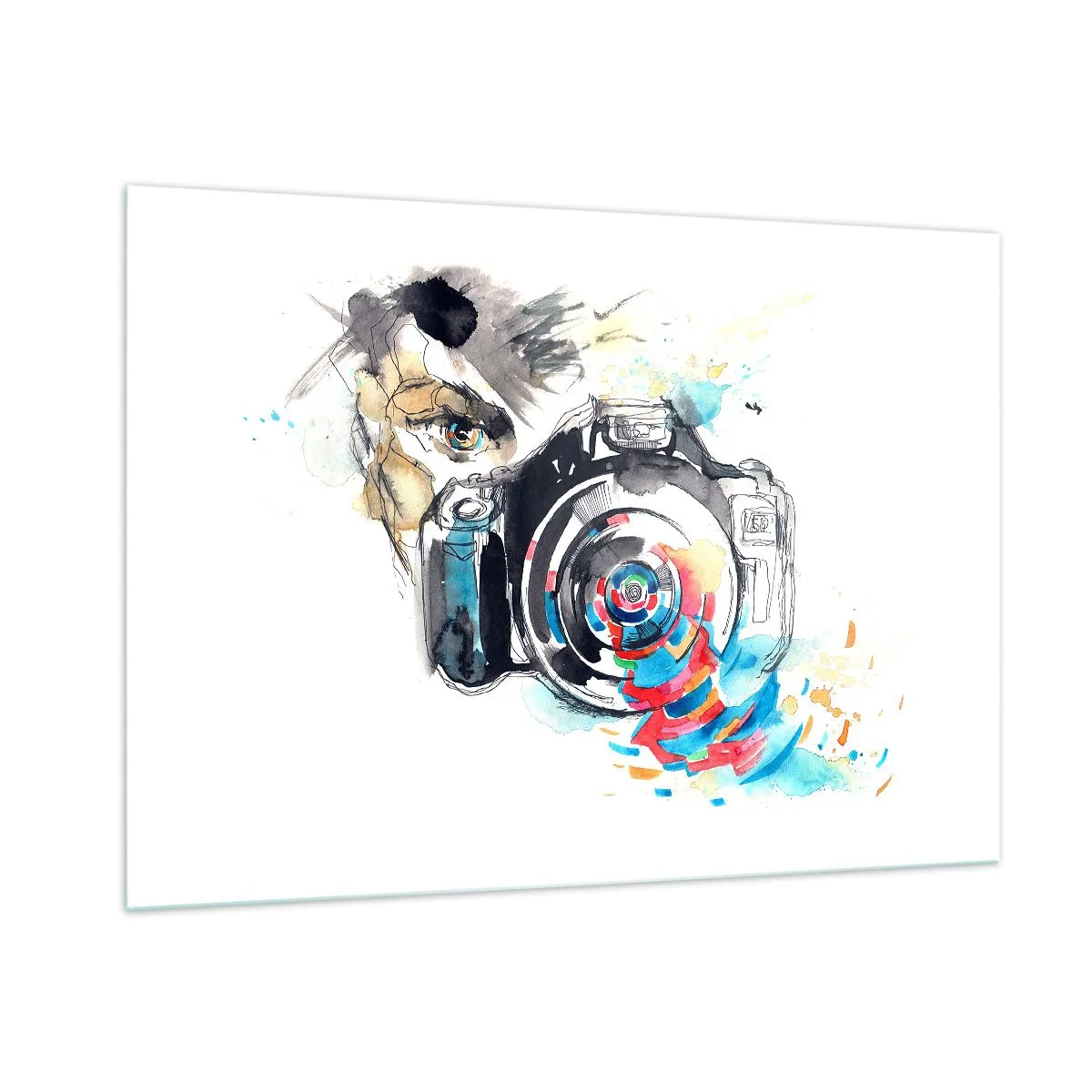 Schilderen op glas - In het oog van de lens - 100x70 cm