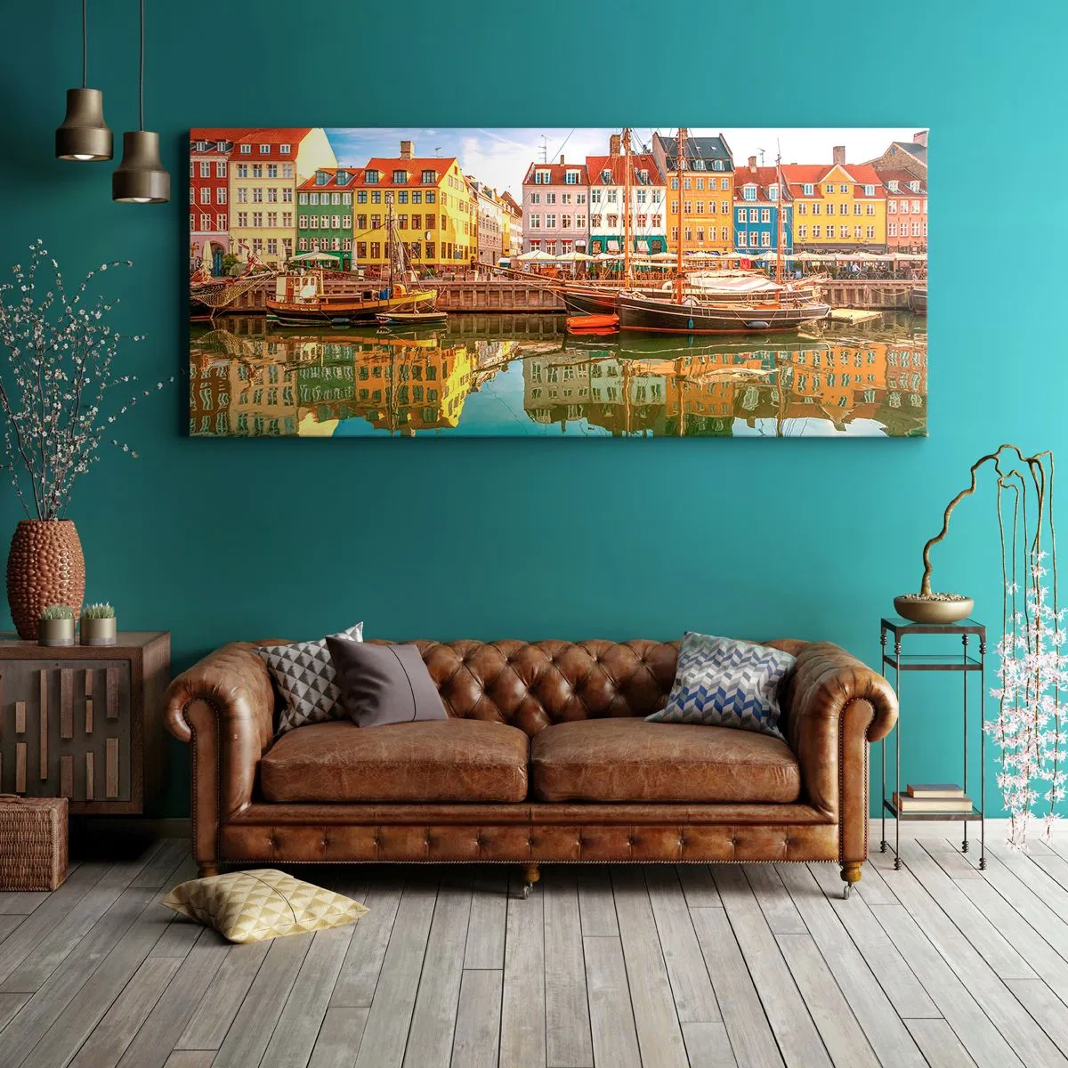 Schilderen op canvas - Over het water zo glad als een spiegel - 100x40 cm