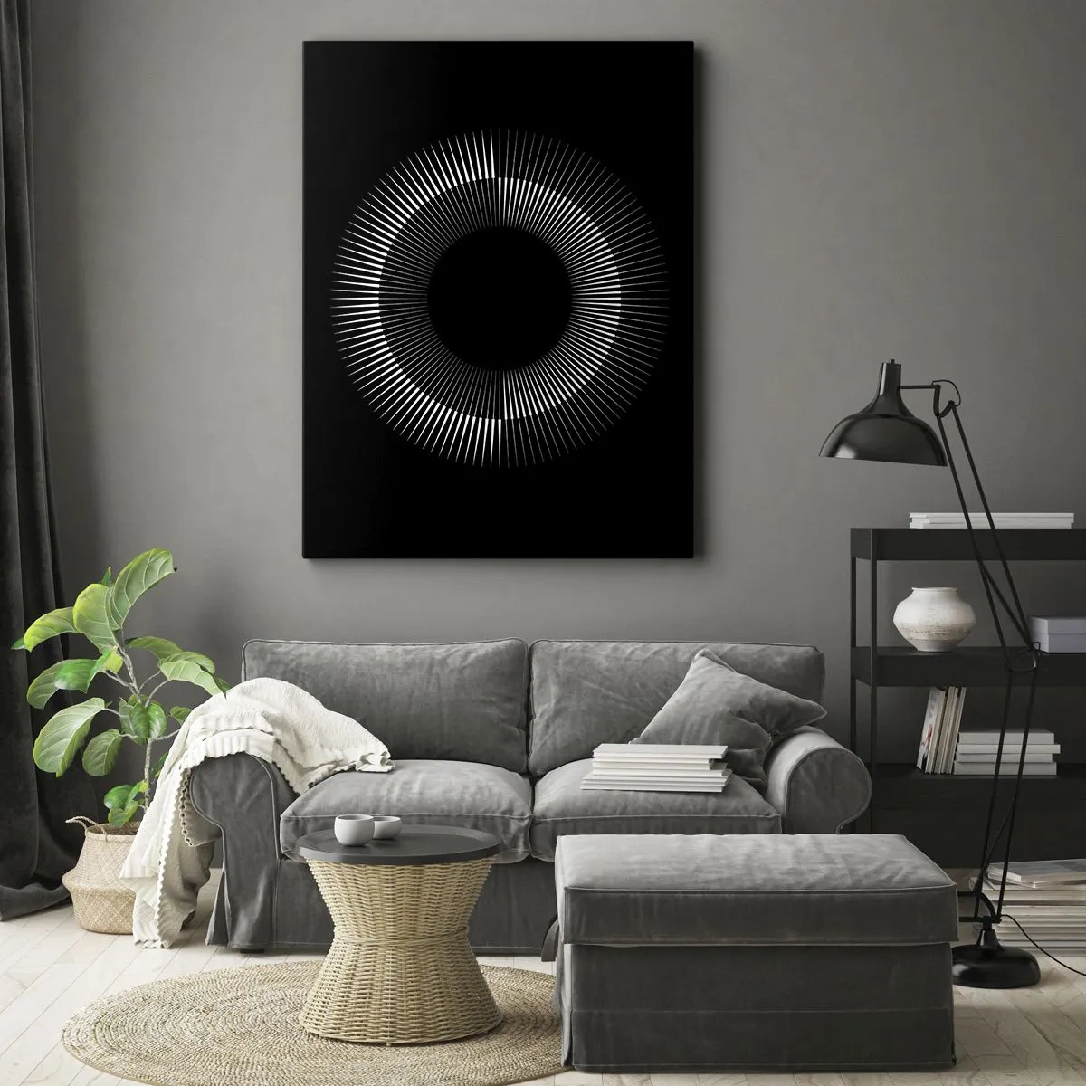 Schilderen op canvas - Zwarte zon - 50x70 cm