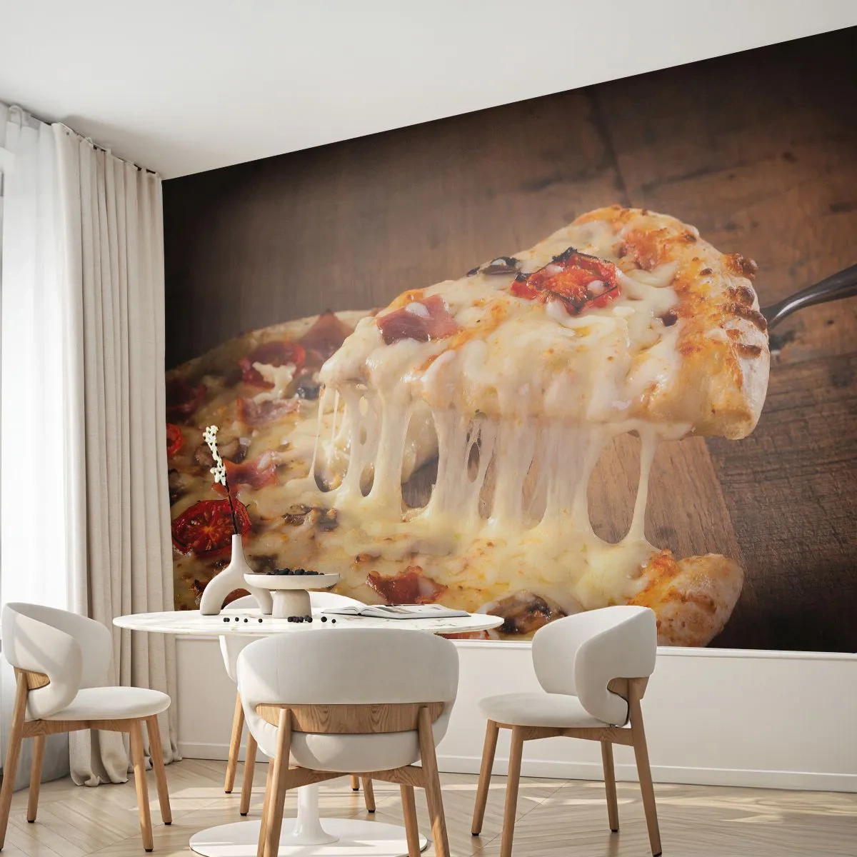 Fotobehang Standard Eco - Een meesterwerk van Italiaanse kunst - Gastronomie, Pizza, Italië - 400x280 cm