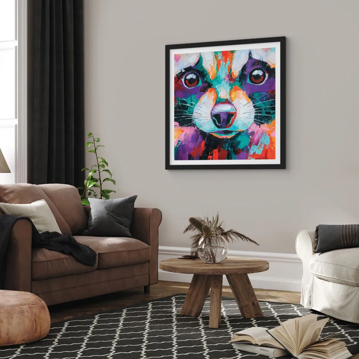 Poster in een zwarte lijst - Alleen goede emoties - 50x50 cm