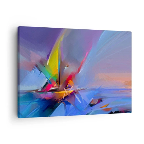Schilderen op canvas - Abstracte compositie met intense kleuren - 70x50cm - Propellers als een vogel - Moderne wanddecoratie voor woonkamer en slaapkamer ARTTOR