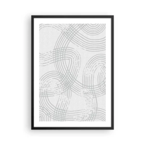 Poster in een zwarte lijst - Een minimalistische compositie van abstracte lijnen op een lichte achtergrond. - 50x70cm - Er is geen rechte weg - Moderne wanddecoratie voor woonkamer en slaapkamer ARTTOR