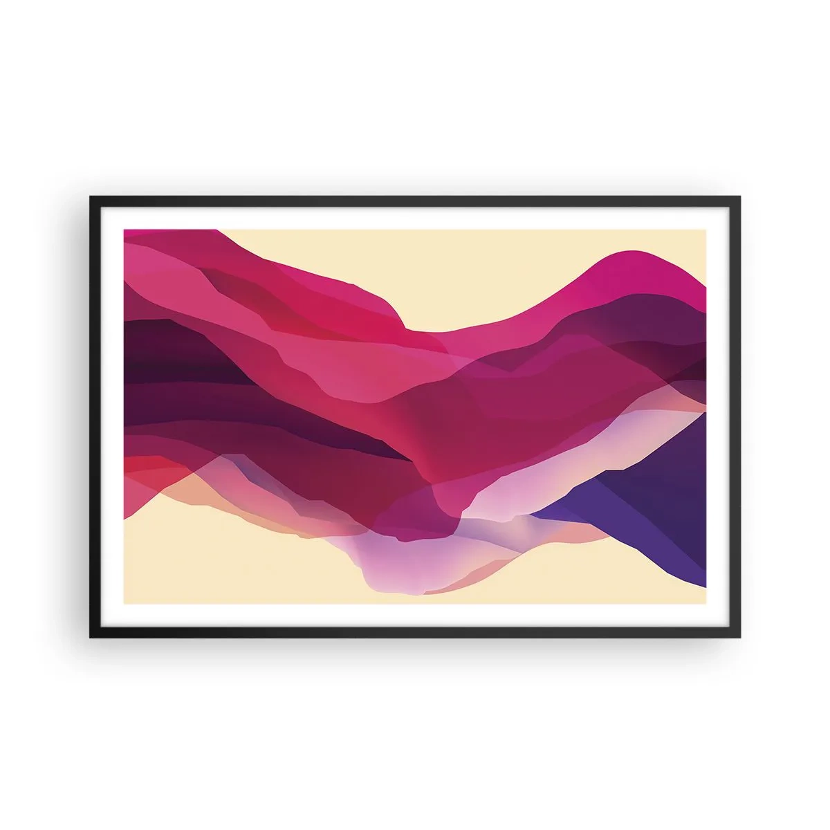 Poster in een zwarte lijst - Paarse golven - 91x61 cm