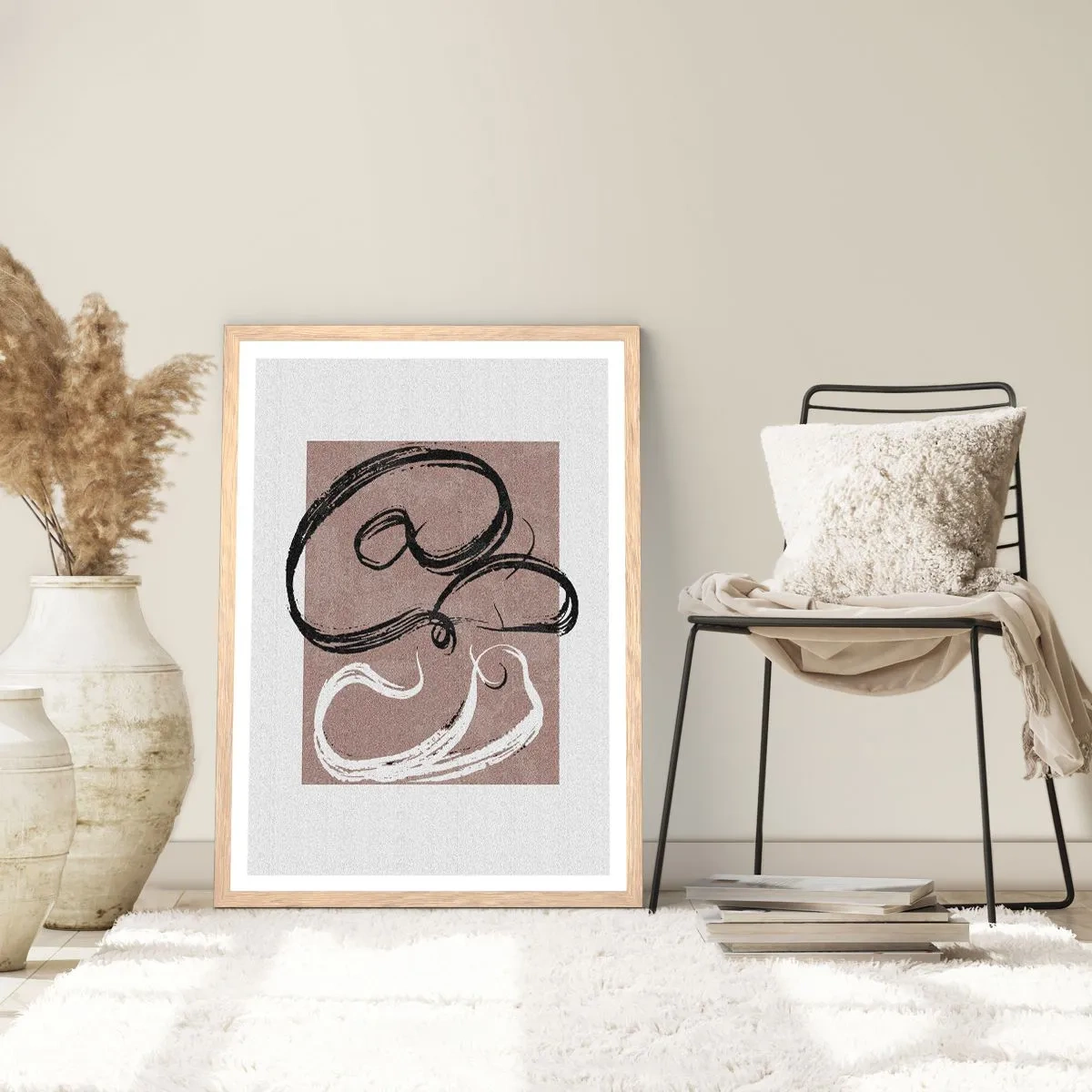 Een poster in een licht eiken lijst - Compositie – de zoektocht naar volheid - 61x91 cm