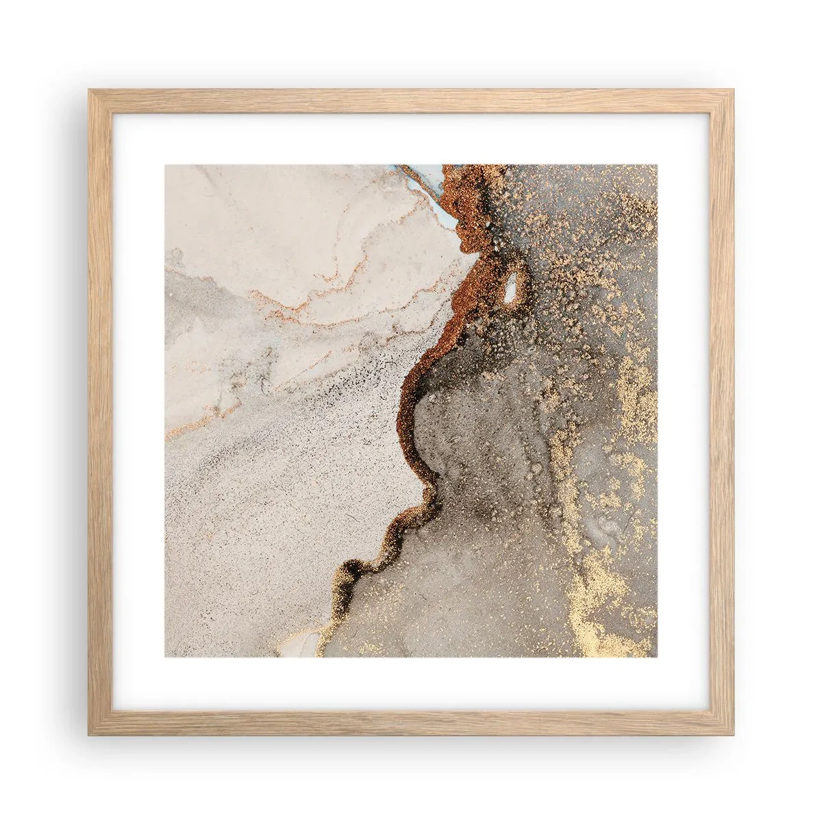 Een poster in een licht eiken lijst - Op de grens van kleuren - 40x40 cm