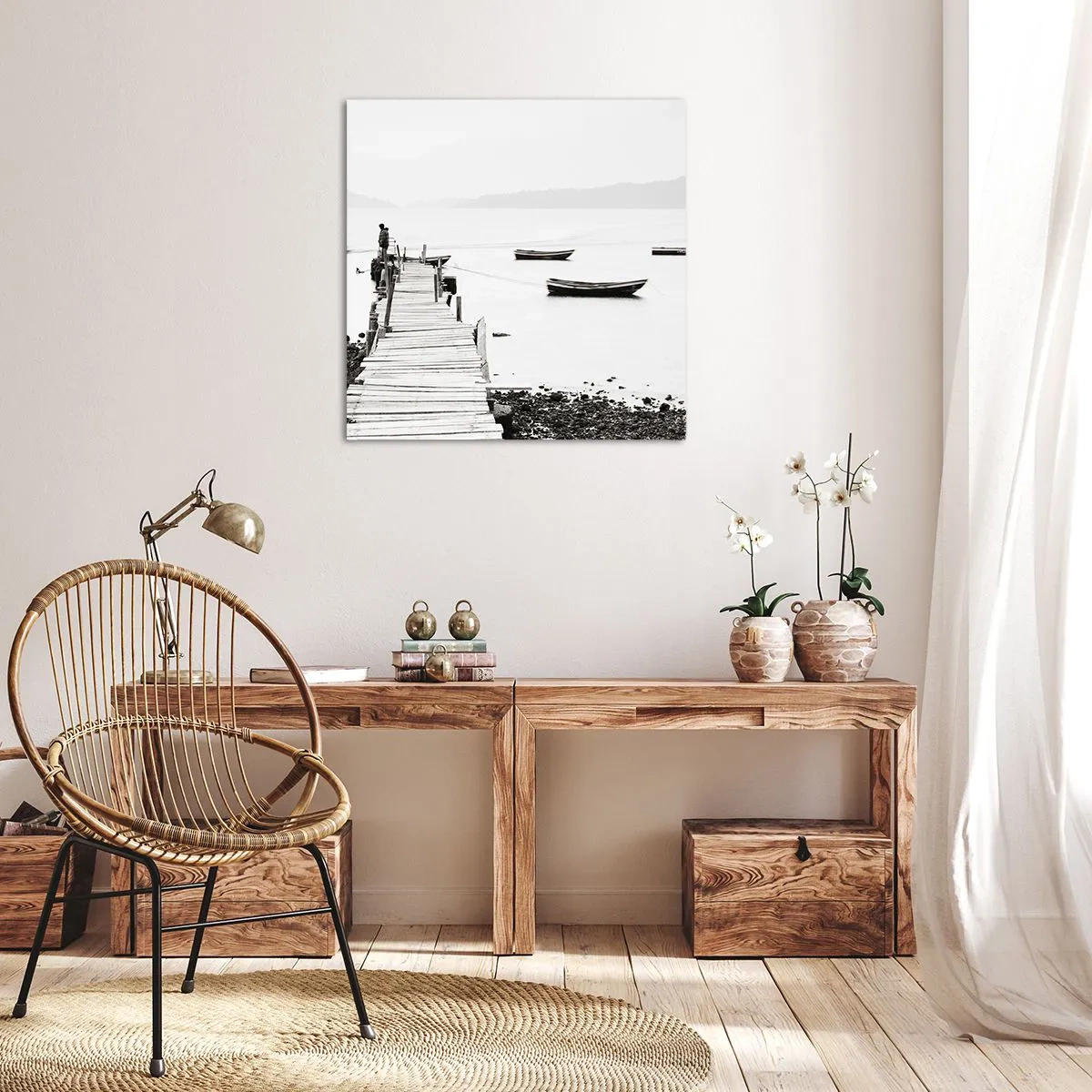 Schilderen op canvas - Stil en schoon boven het water - 70x70 cm
