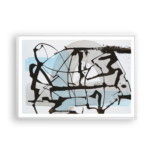 Poster in een witte lijst - Toch blauw - 100x70 cm