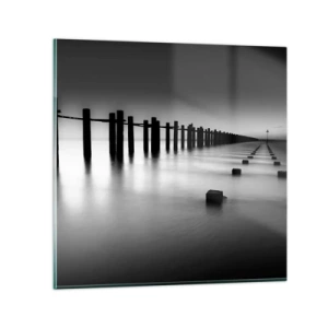 Schilderen op glas - Grijze verte in de mist - 30x30 cm