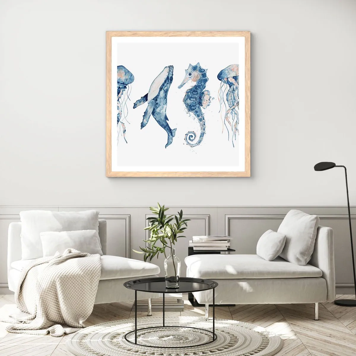 Een poster in een licht eiken lijst - Zee wonderen - 30x30 cm