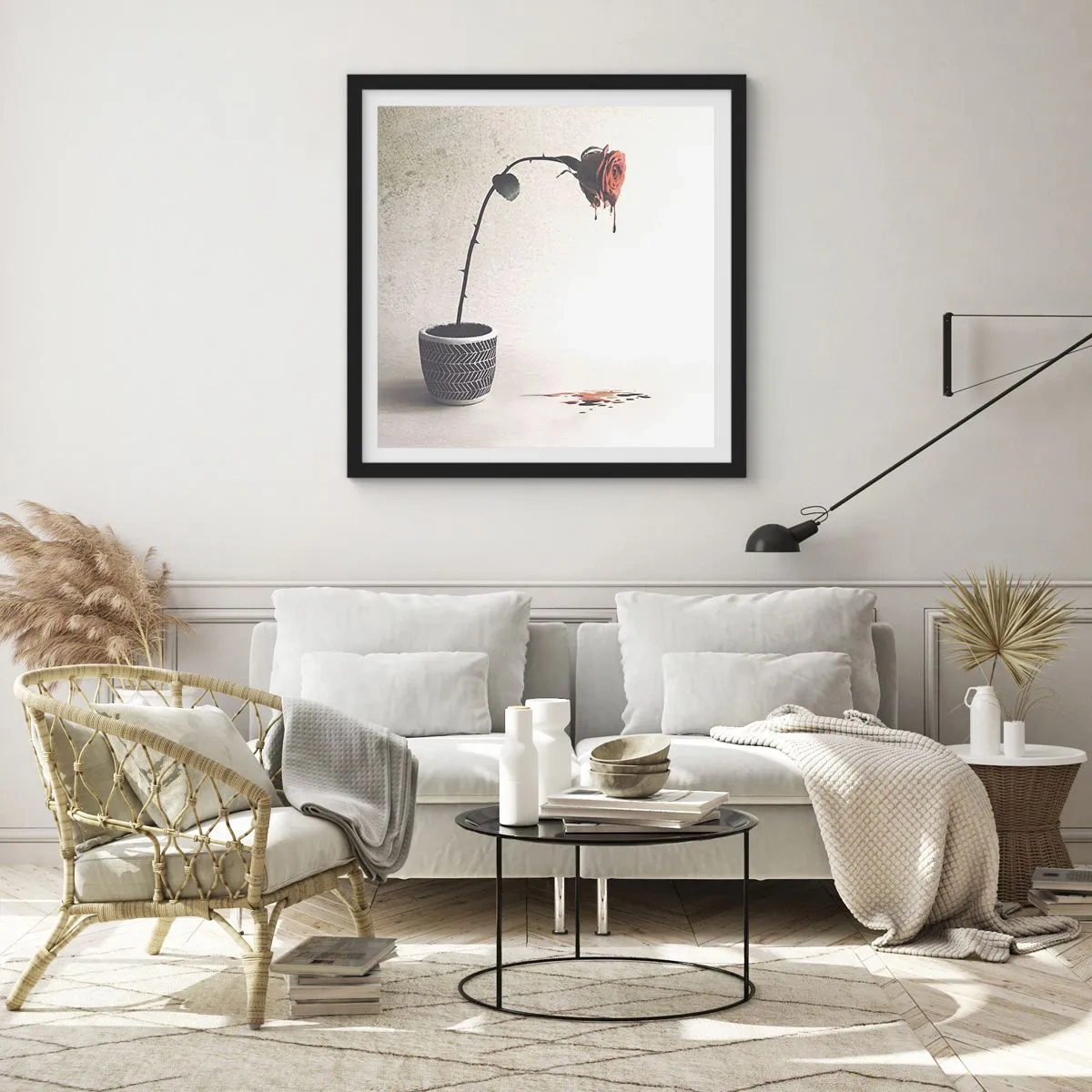 Poster in een zwarte lijst - Rosa dolorosa - 50x50 cm