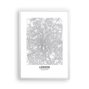 Poster in een witte lijst - Kaart van het doolhof van Londen - 50x70 cm