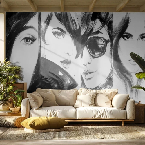 Fotobehang Standard Eco - Schoonheid vermenigvuldigd - Vrouw, De ogen van de vrouw, Portret van een vrouw - 450x315 cm