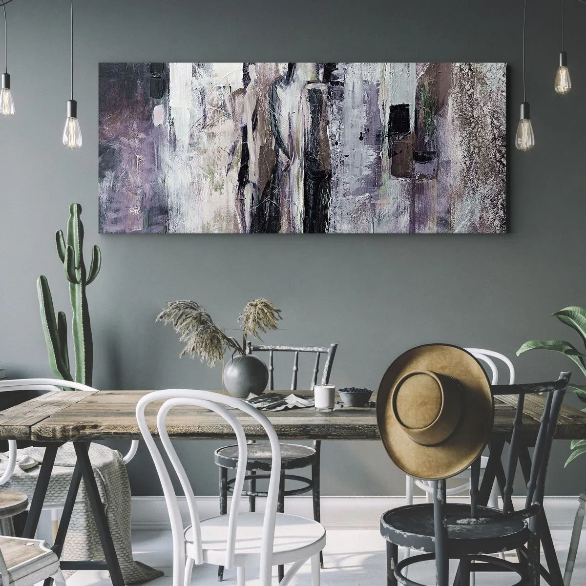 Schilderen op canvas - De mysterieuze drie - 90x30 cm