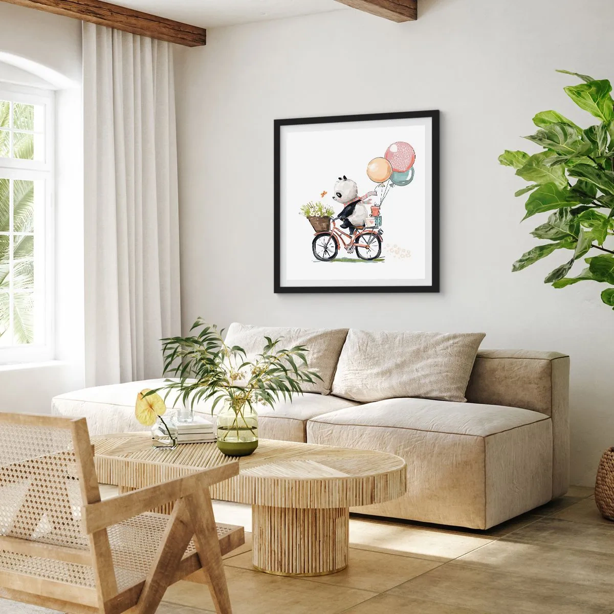 Poster in een zwarte lijst - Vrolijke dag - 30x30 cm