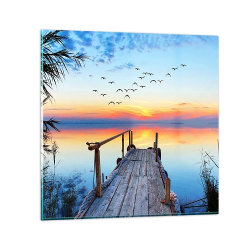 Schilderen op glas - Het is tijd om terug te gaan... - 60x60 cm