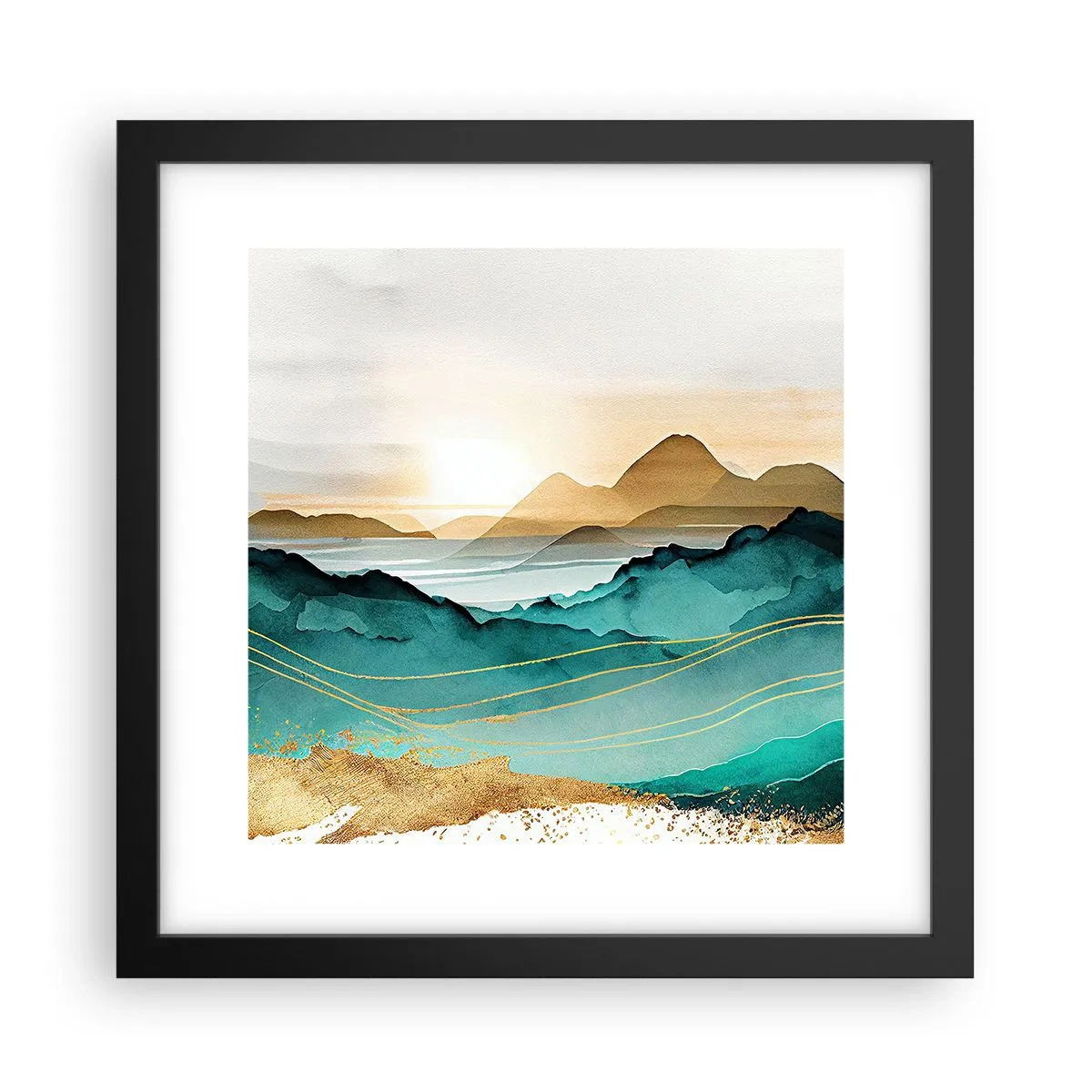 Poster in een zwarte lijst - Op de rand van abstractie – landschap - 30x30 cm