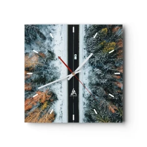 Wandklok - Klok - Snijd door het winterbos - 30x30 cm