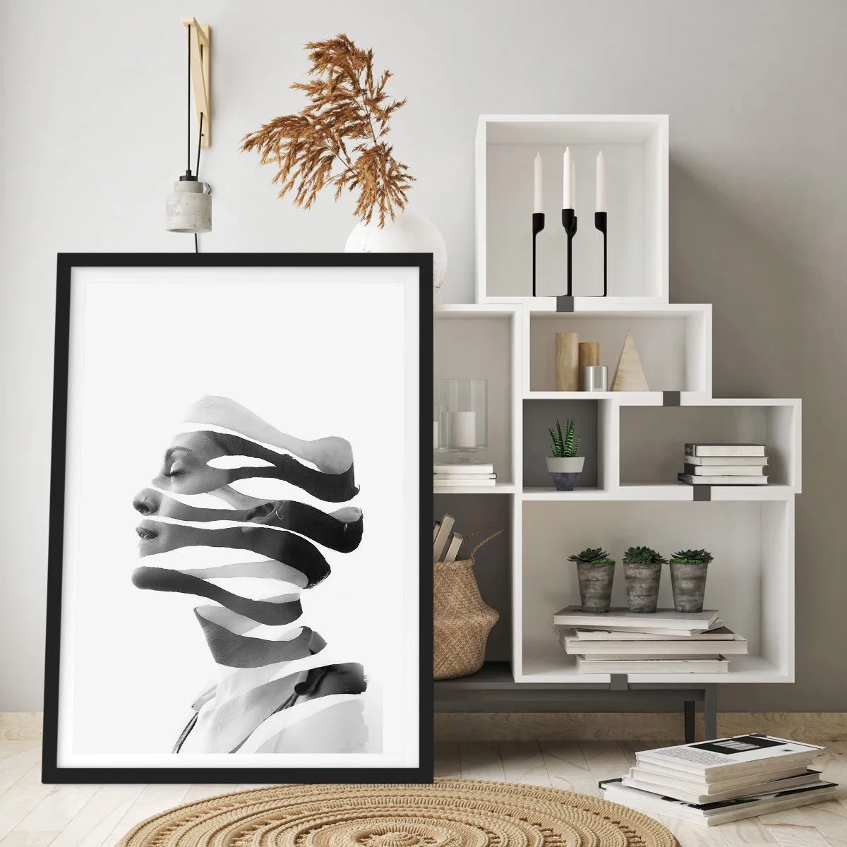 Poster in een zwarte lijst - Surrealistisch portret - 61x91 cm