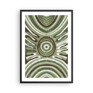 Poster in een zwarte lijst - Symmetrisch abstract patroon in tinten groen - 50x70cm - Een explosie van emoties - Moderne wanddecoratie voor woonkamer en slaapkamer ARTTOR
