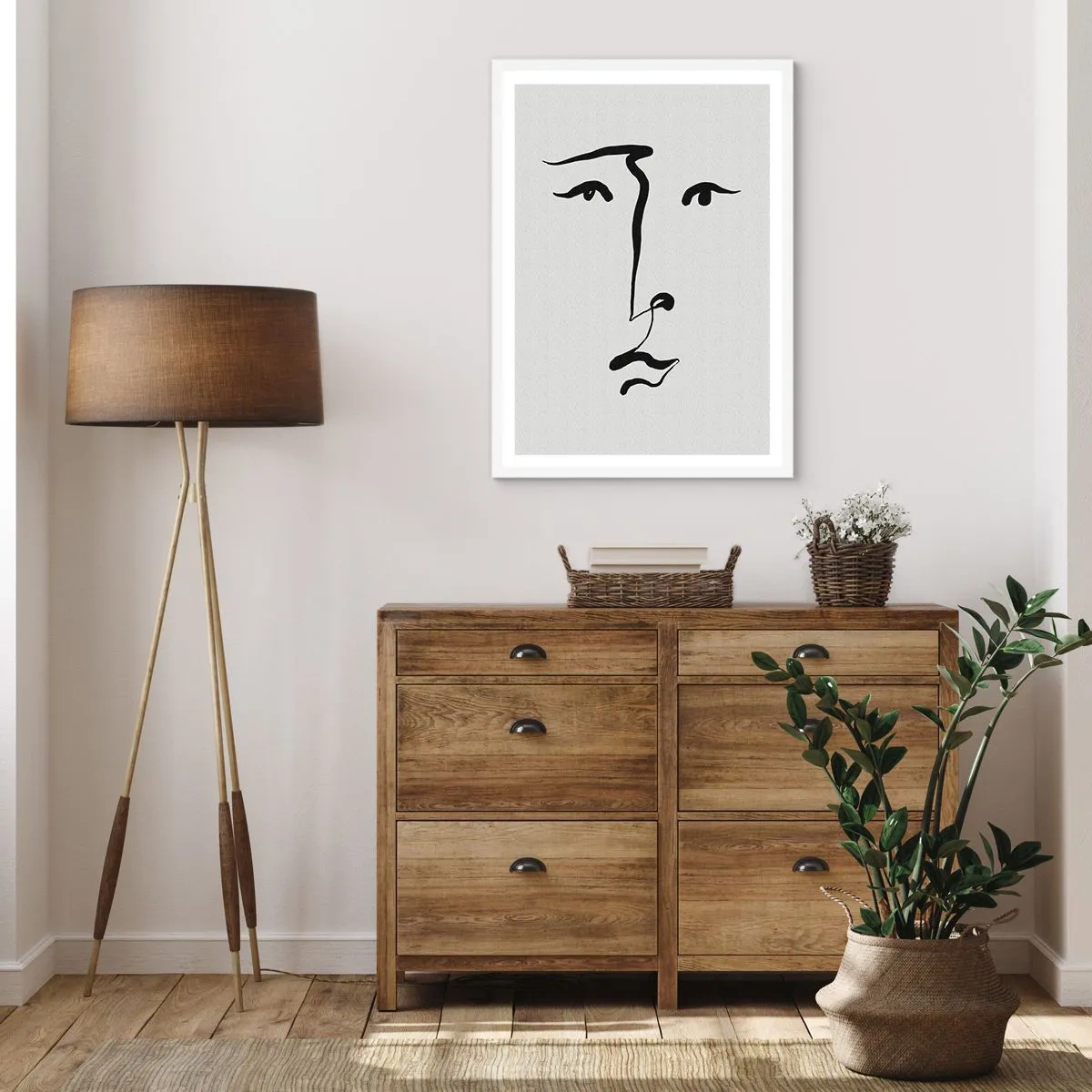 Poster in een witte lijst - Portret met één lijn - 30x40 cm