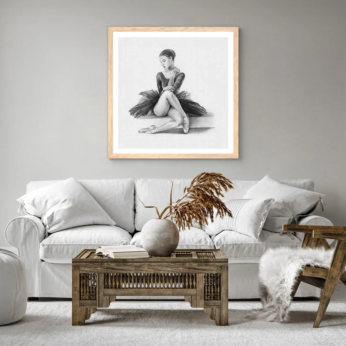 Een poster in een licht eiken lijst - Betoverd door de dans - 30x30 cm