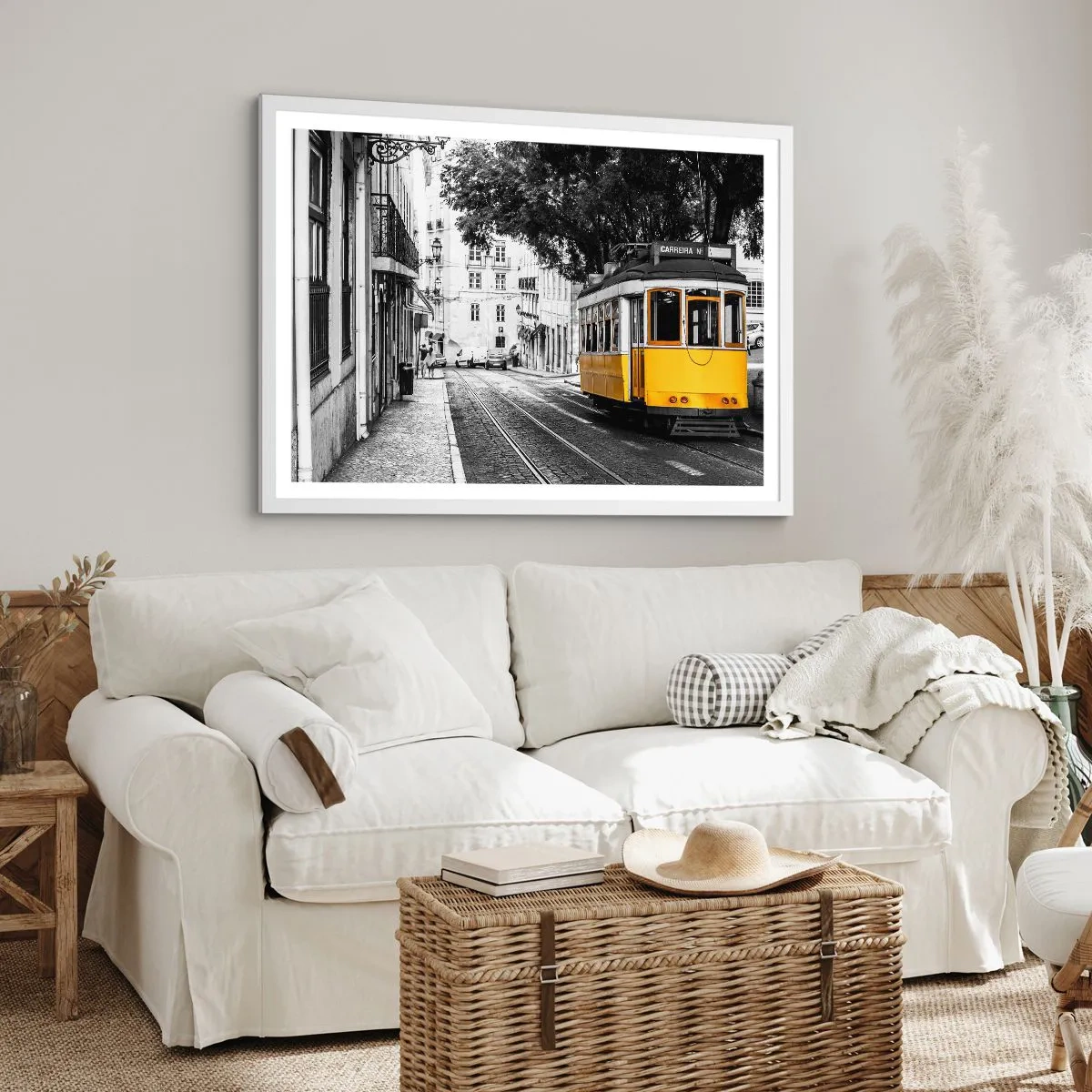 Poster in een witte lijst - En op de achtergrond fado - 91x61 cm