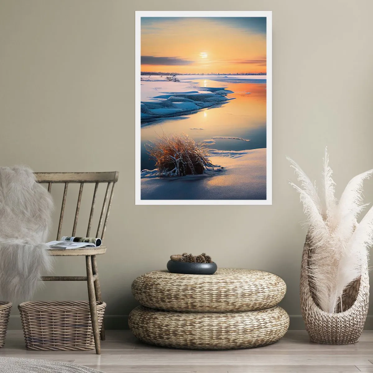 Poster - Winterse zonsondergang - 70x100 cm