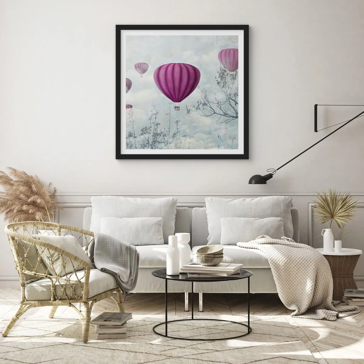 Poster in een zwarte lijst - Als schepen in de lucht - 50x50 cm