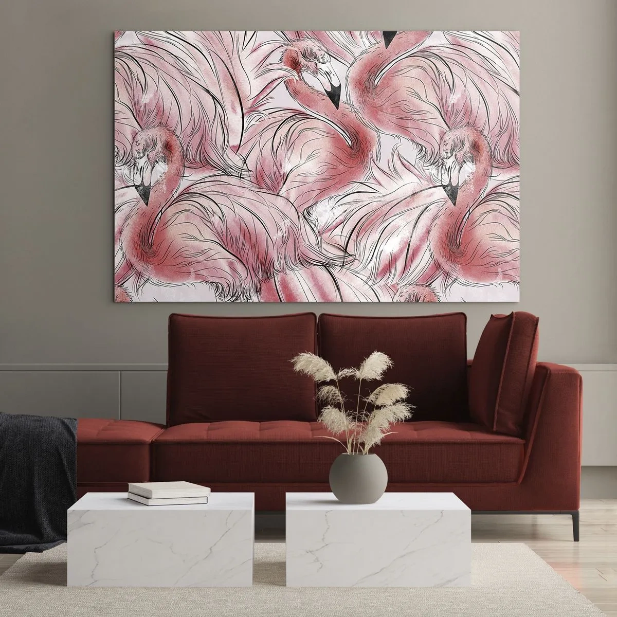 Schilderen op glas - Vogelcorps de ballet - 120x80 cm