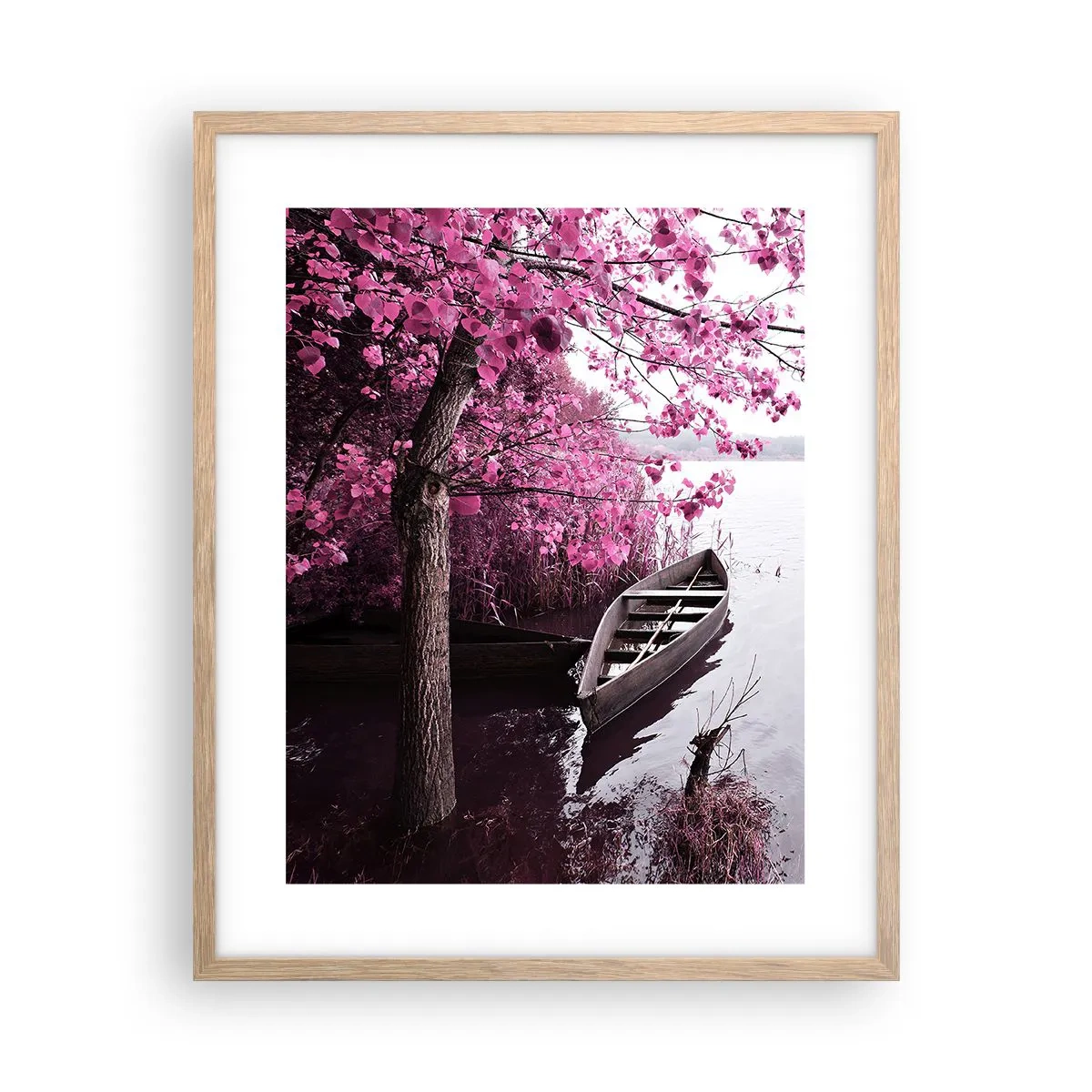 Een poster in een licht eiken lijst - In roze stilte - 40x50 cm