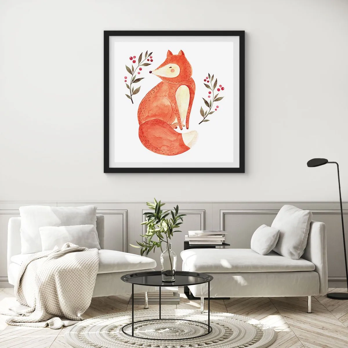 Poster in een zwarte lijst - Kleine roodharige - 30x30 cm