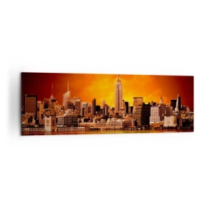 Schilderen op canvas - Het grote stadspanorama in geel en brons - 160x50 cm