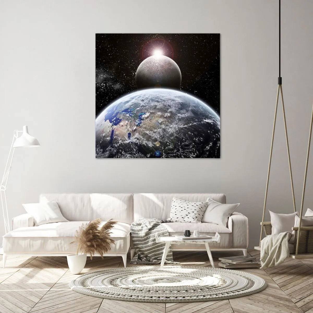 Schilderen op canvas - Kosmisch landschap - zonsopgang - 30x30 cm