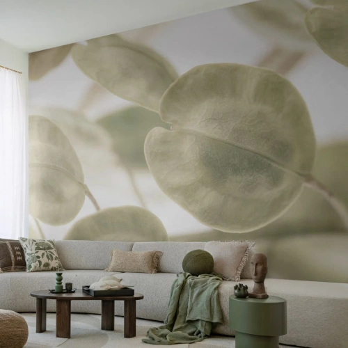 Fotobehang Premium Sand - In het begin waren er bladeren... - Bloemen, Kalm, Bladeren - 250x175 cm