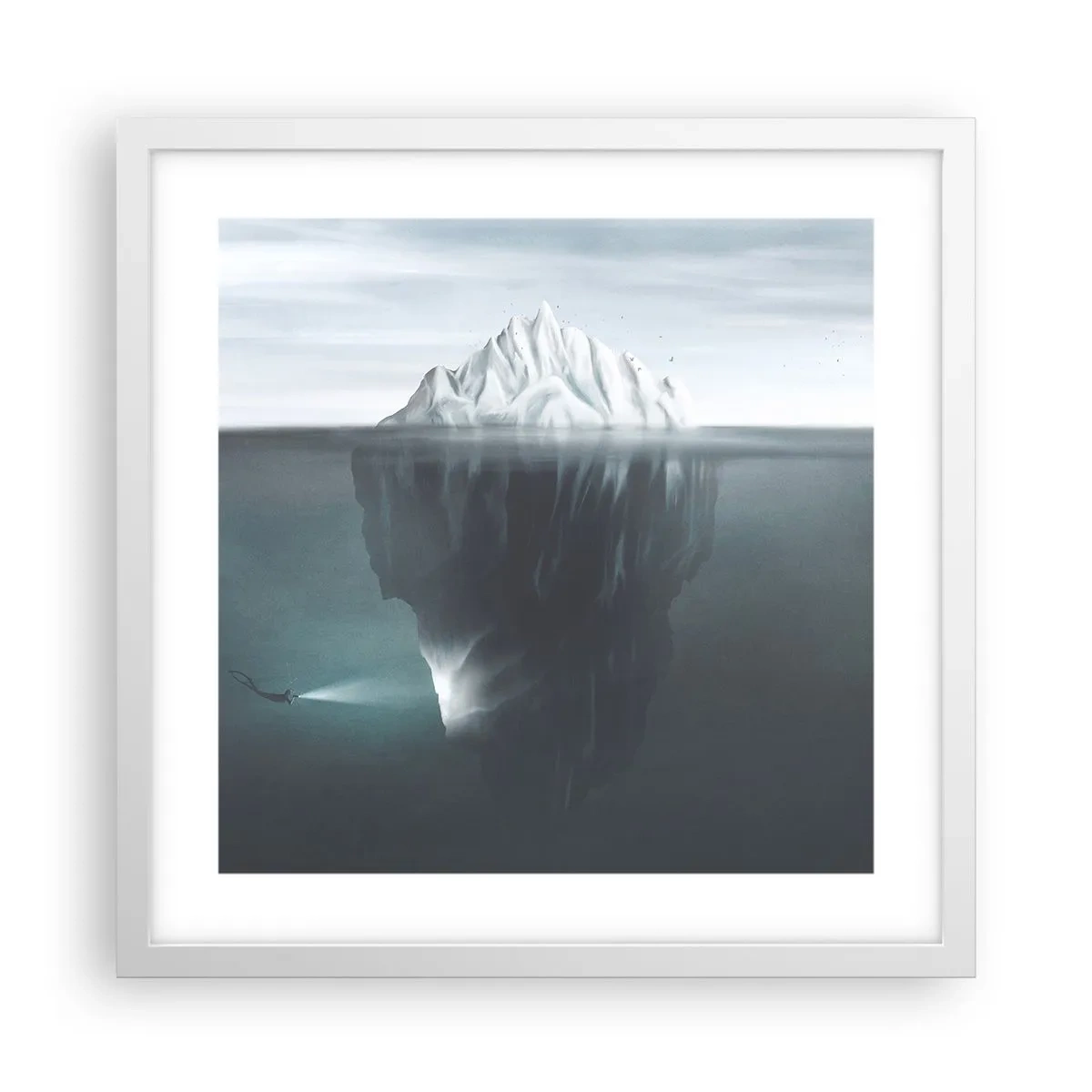 Poster in een witte lijst - Onderwater mysterie - 40x40 cm