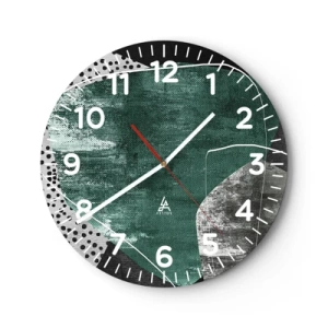 Wandklok - Klok - Kleurrijke abstractie met bladgoud - 40x40 cm