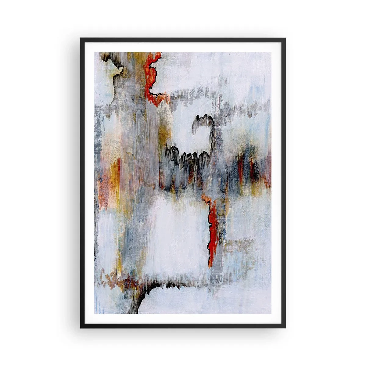 Poster in een zwarte lijst - Een stok op het water - 70x100 cm