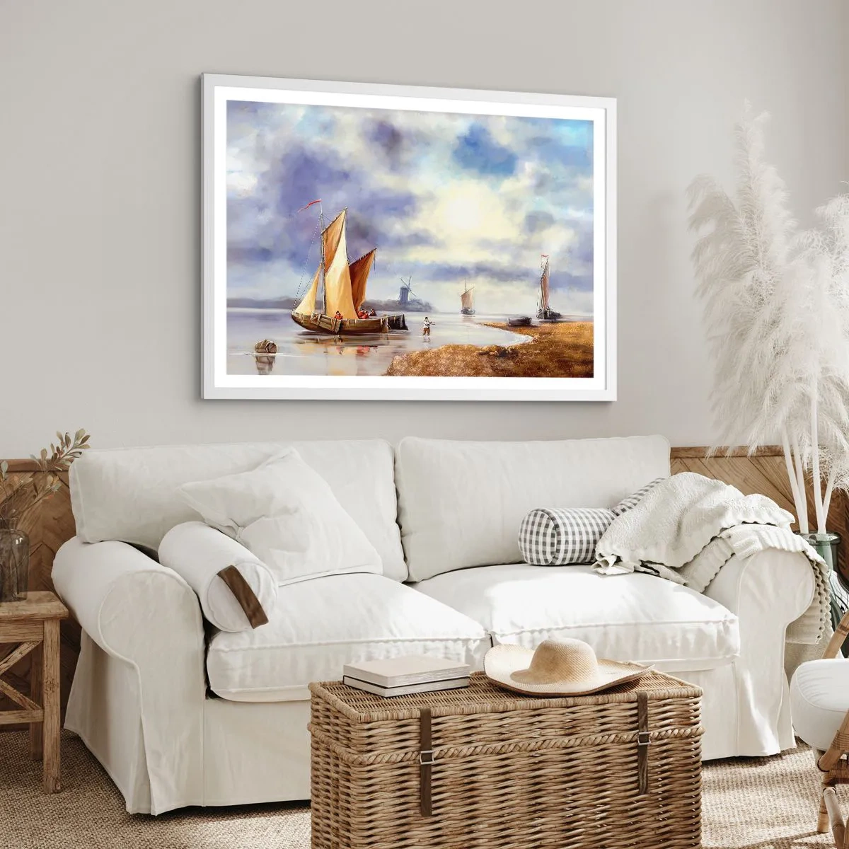 Poster in een witte lijst - De terugkeer van zeelieden - 91x61 cm