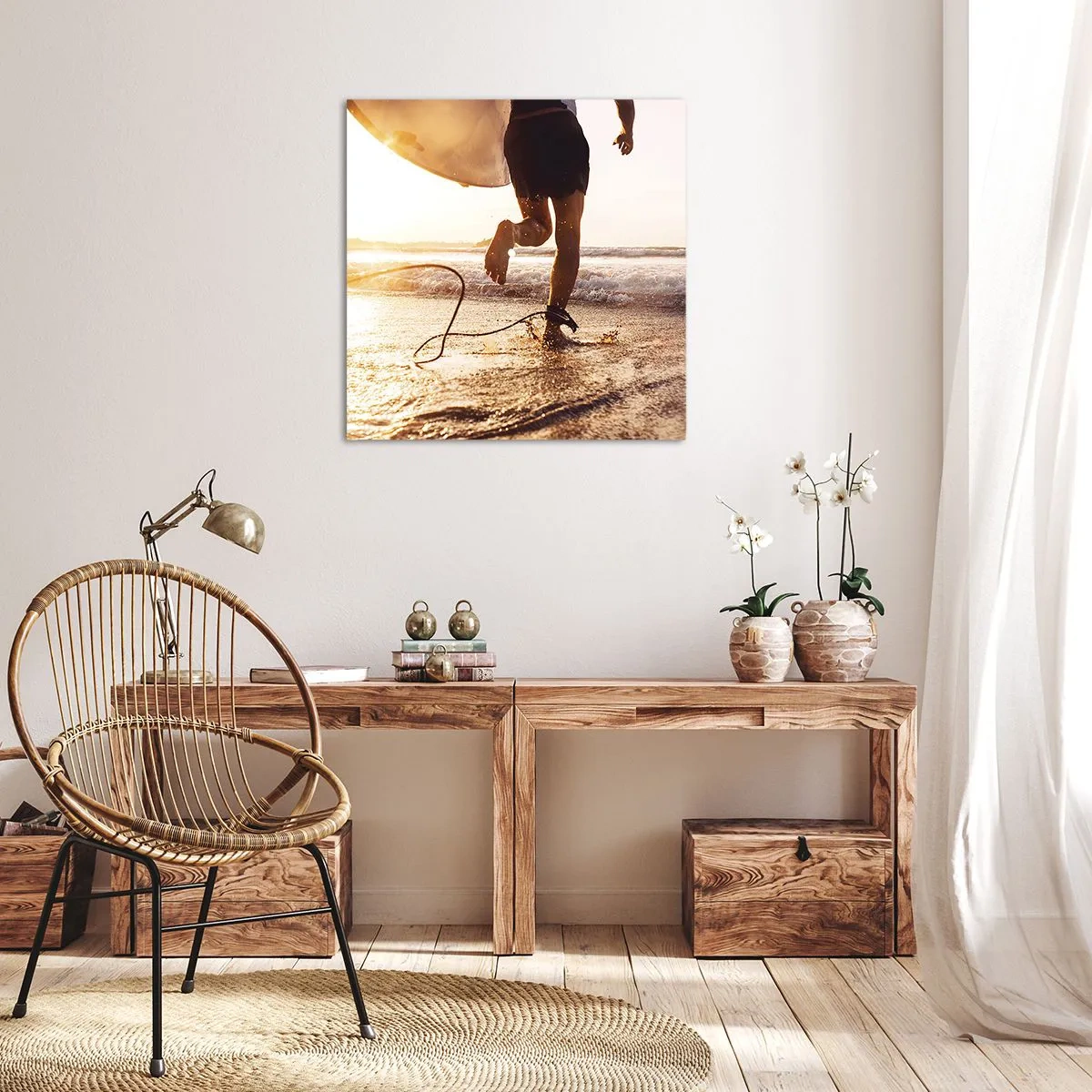 Schilderen op canvas - Om de golf te ontmoeten - 70x70 cm