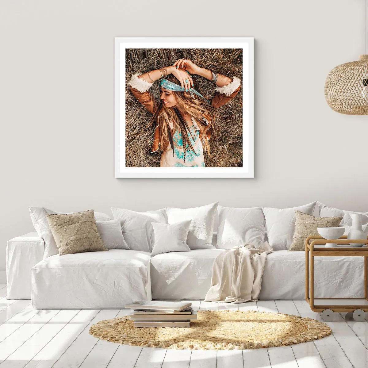 Poster in een witte lijst - Op weg naar de zomer van de liefde - 30x30 cm