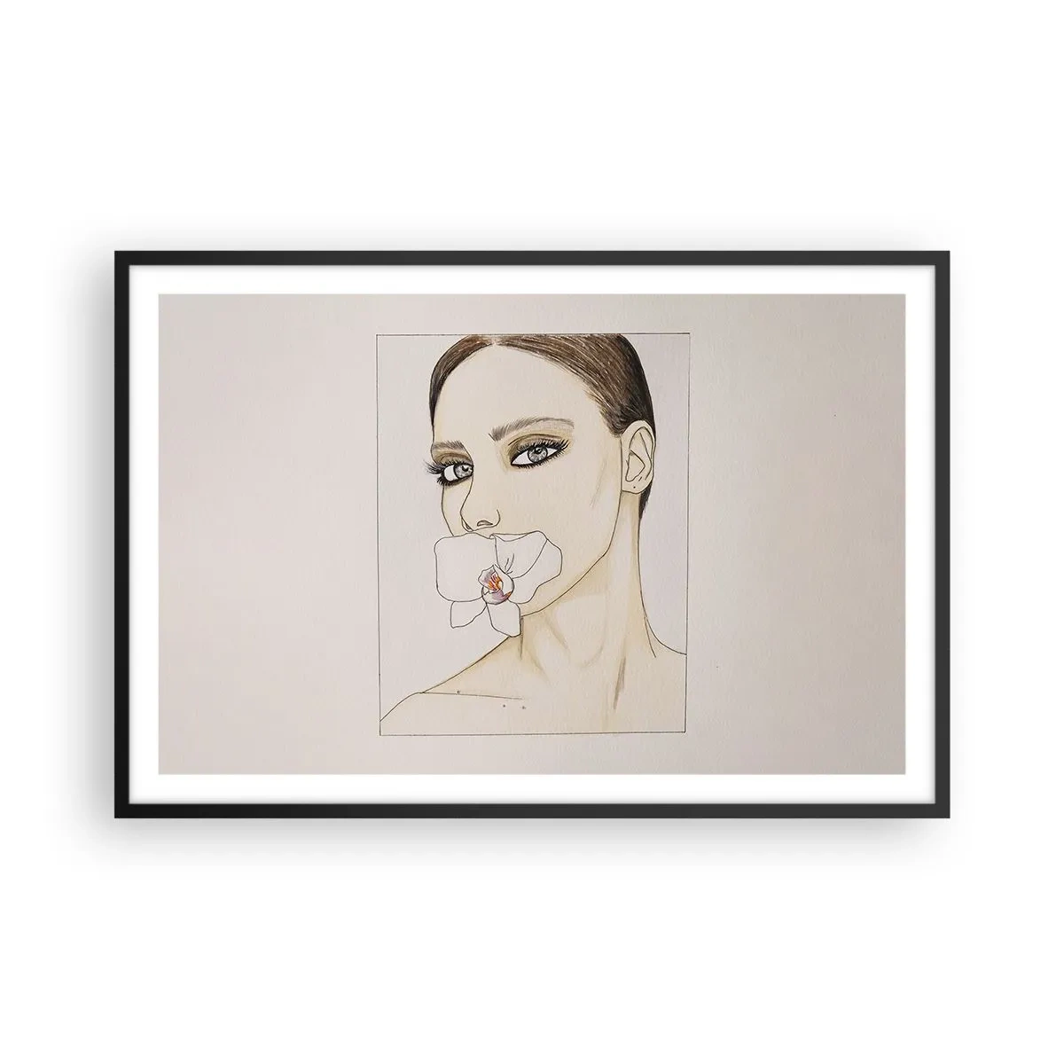 Poster in een zwarte lijst - Een symbool van elegantie en schoonheid - 91x61 cm
