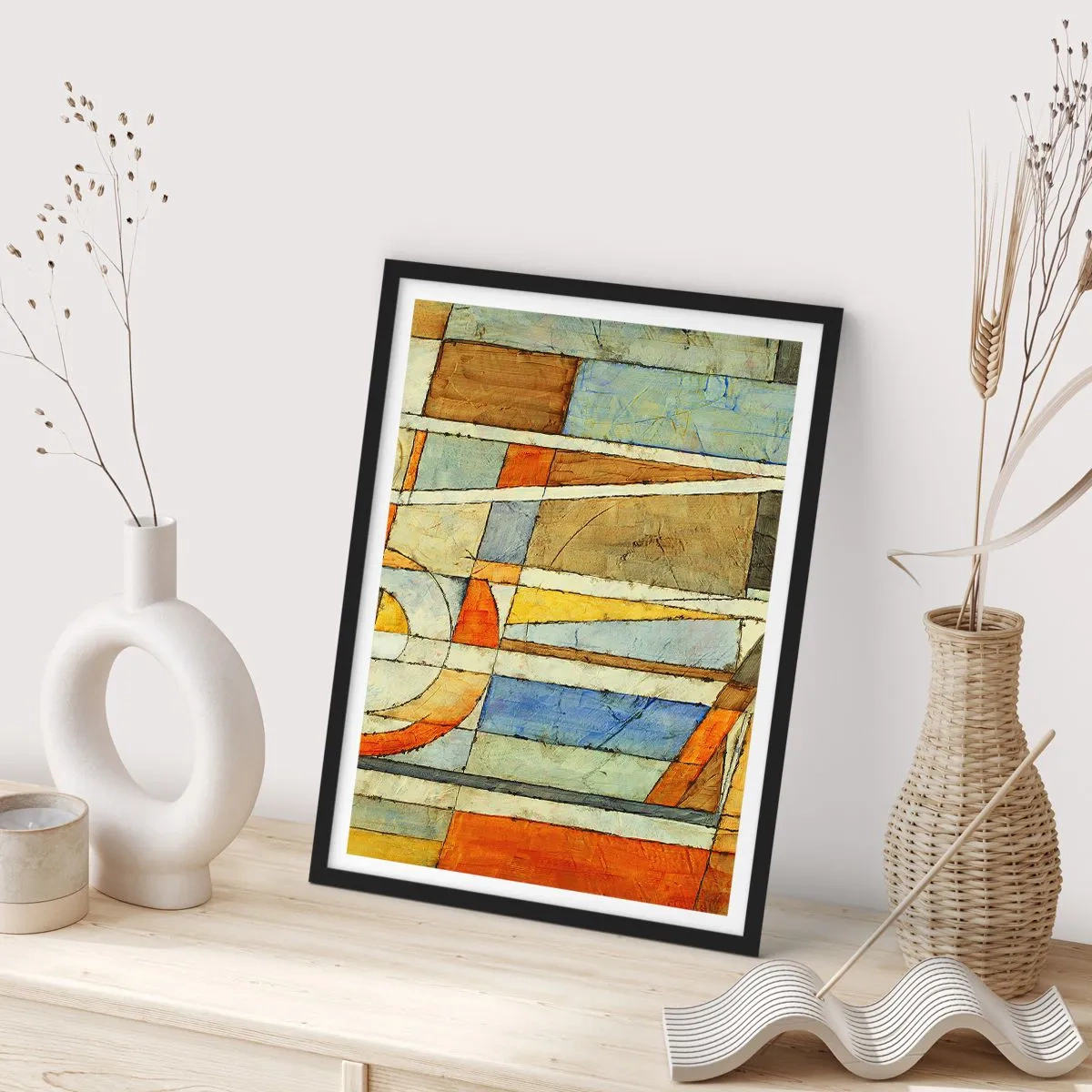 Poster in een zwarte lijst - Kubisme op de bouwplaats - 70x100 cm