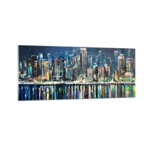 Schilderen op glas - Cascade van lichten - 100x40 cm